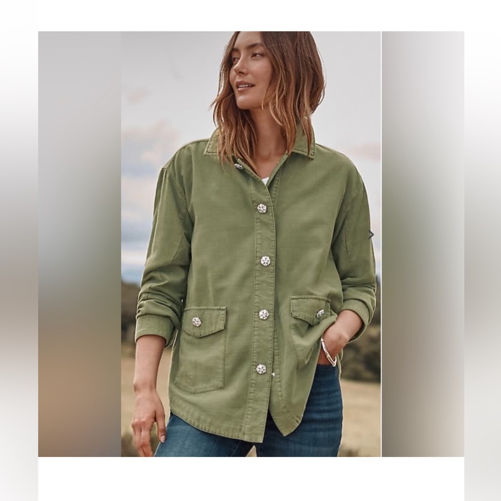 NWT J.Jill Oliver green jacket with rhinestone detail